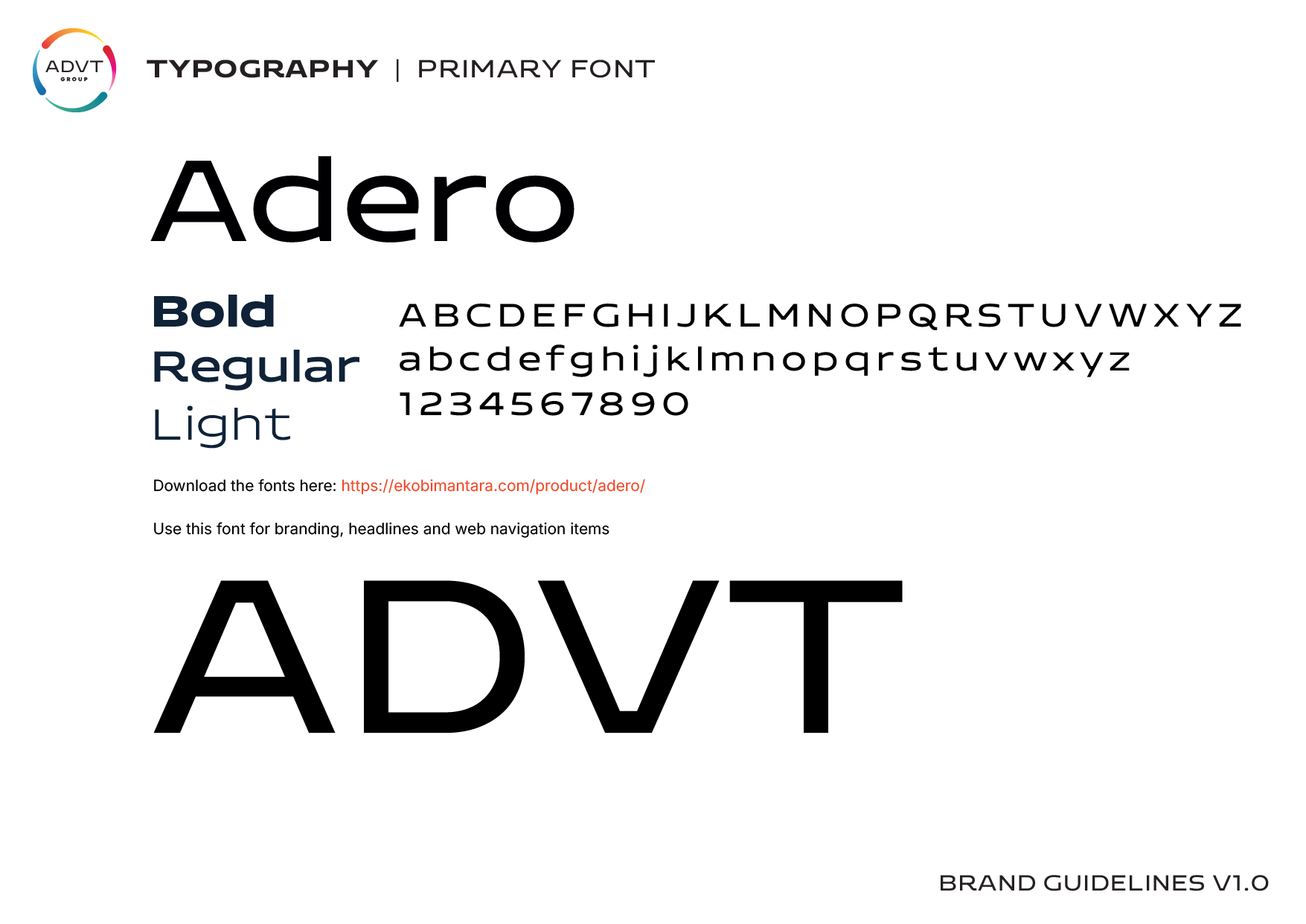 ADVT Adero font