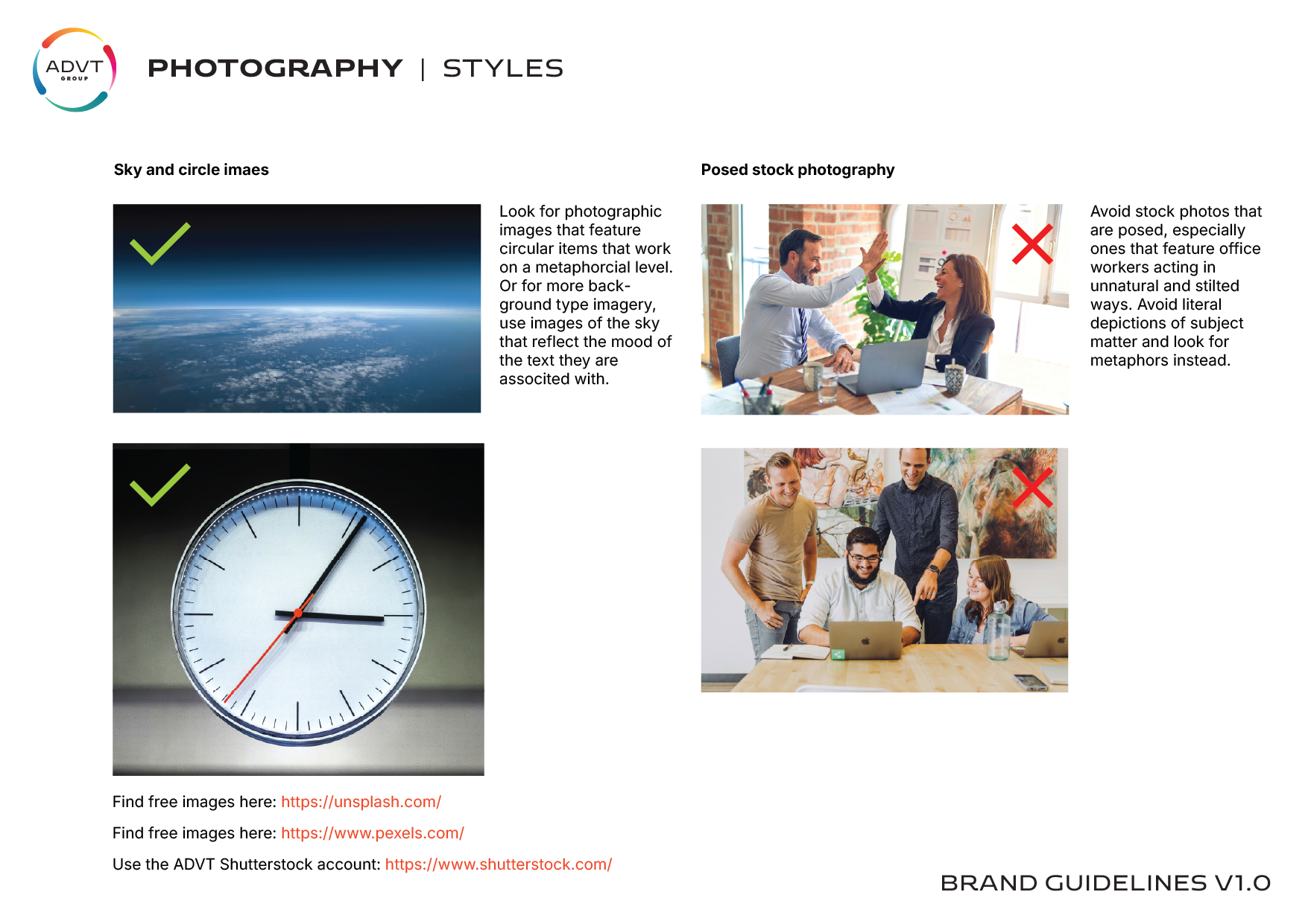 ADVT photography guidelines