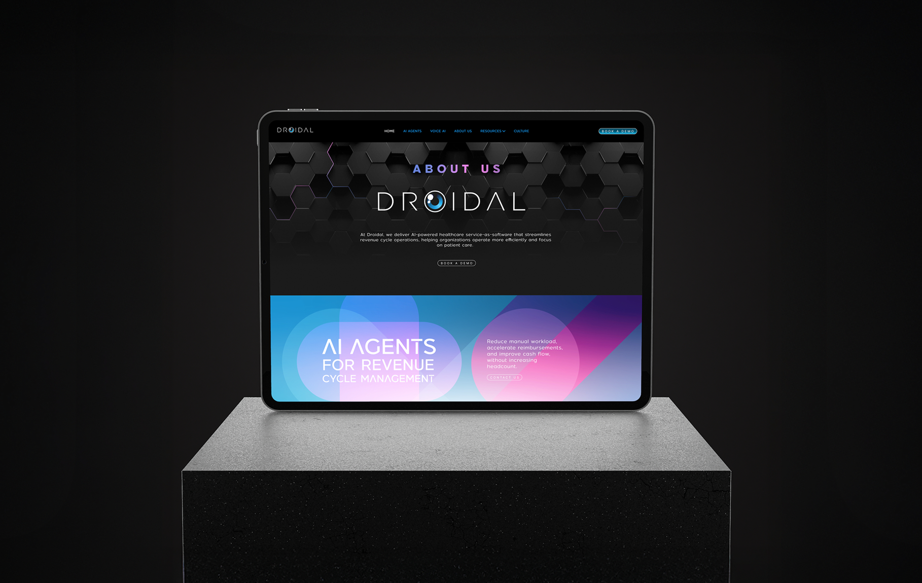Droidal website on iPad