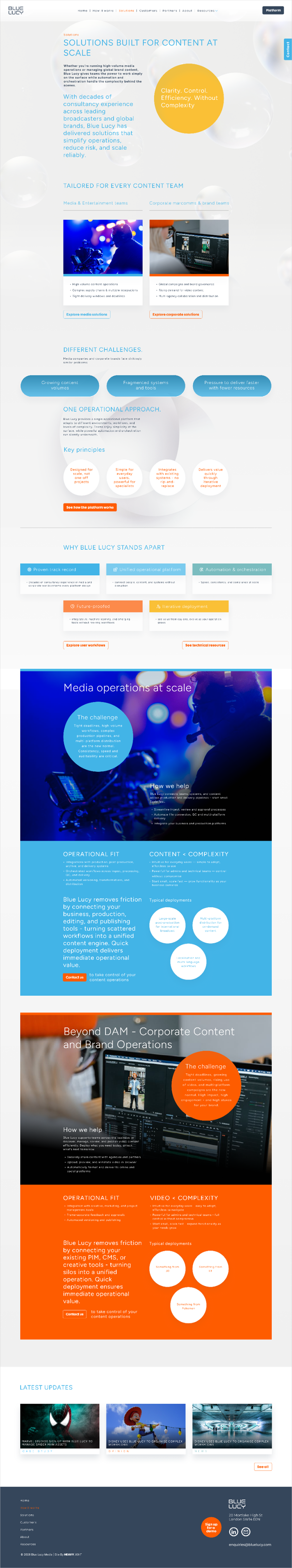 Blue Lucy website - Solutions page